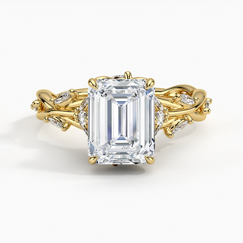 Nature-Inspired Emerald Cut Engagement Ring