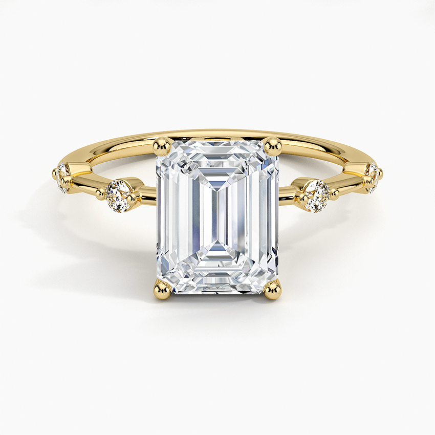 Horizontal Emerald Cut Engagement Ring