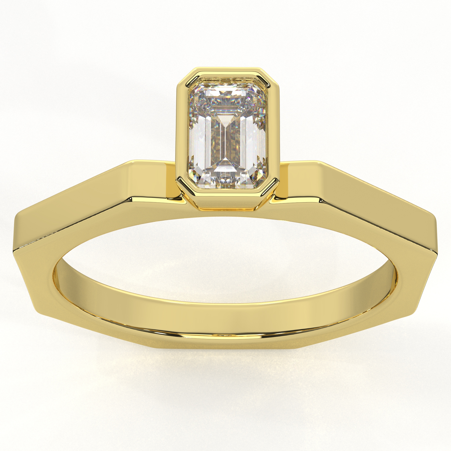 Geometric Bezel-Set Emerald Ring