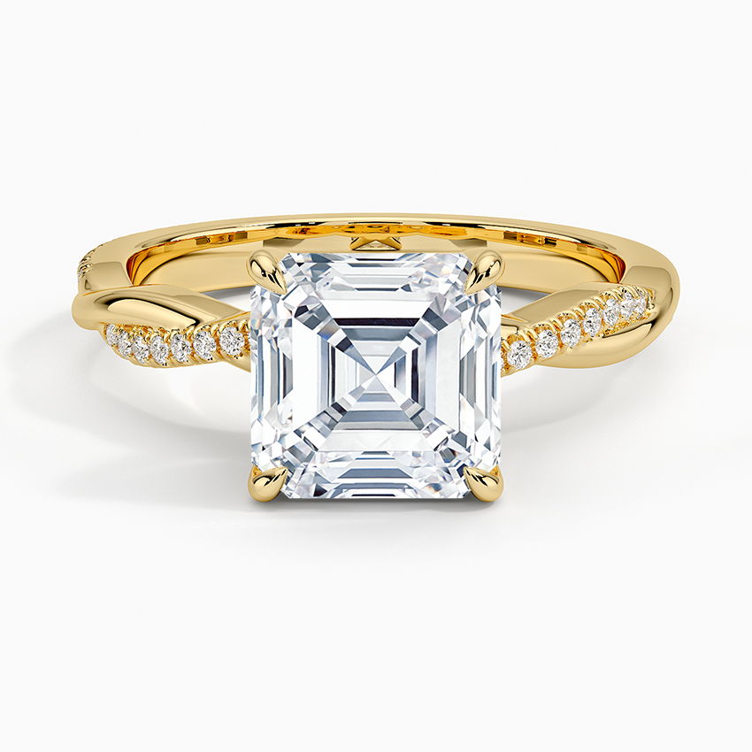 Asscher-Cut Solitaire with Diamond-Accented Bypass Shank