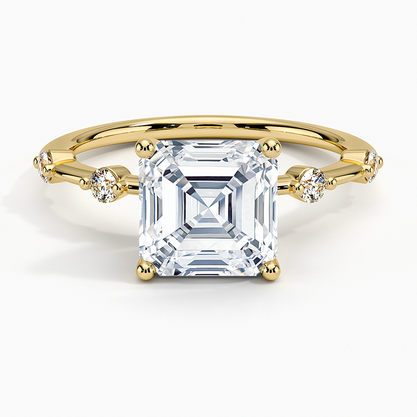Asscher-Cut Solitaire with Bezel-Set Diamond Accents
