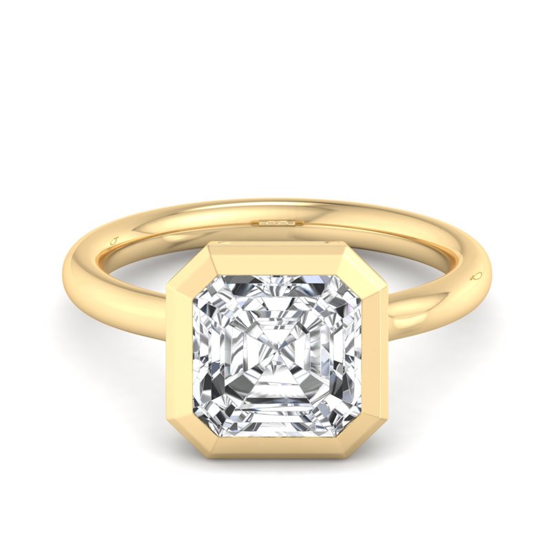 Feature-Focused: Geometric Asscher-Cut Solitaire with Continuous Bezel