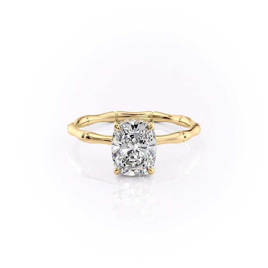 Cushion Diamond Ring with Hidden Pave and Sculpted Band