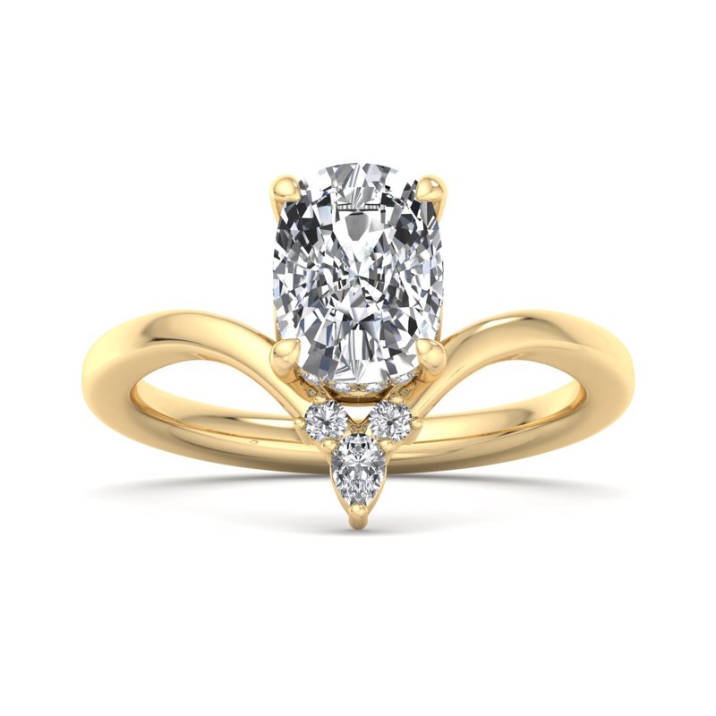 Sculptural Bypass Cushion Diamond Ring with Mixed-Cut Cluster