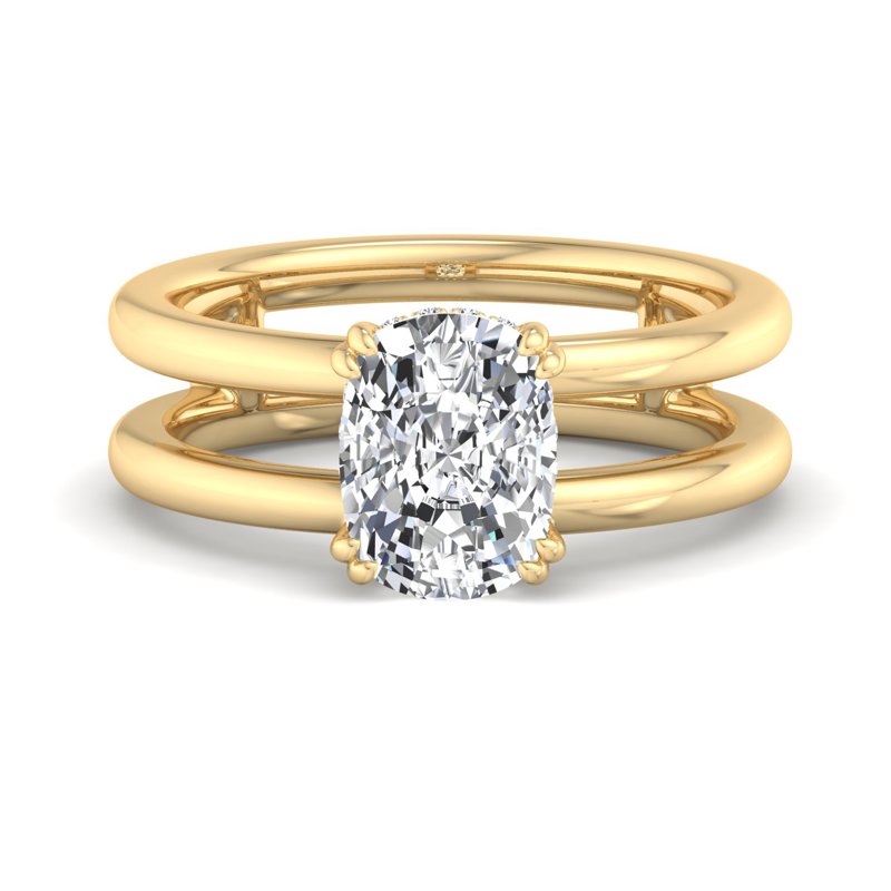 Cushion-Cut Solitaire with Open Split-Shank Ring