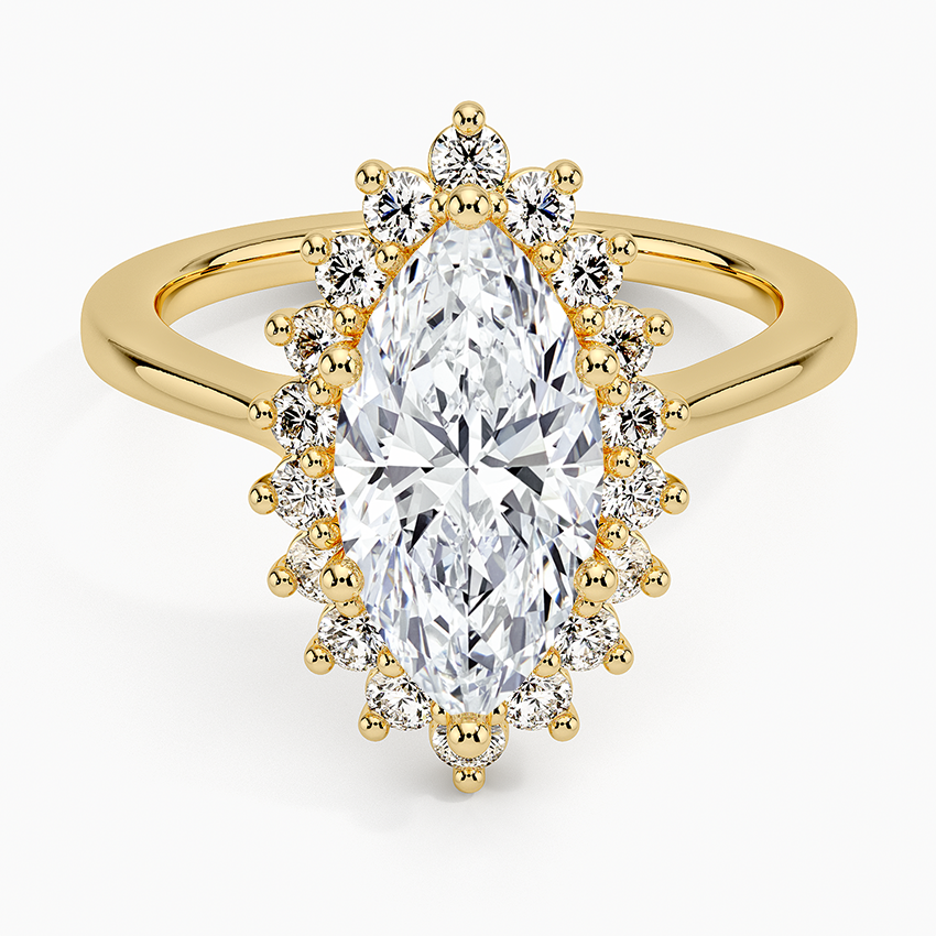 Marquise and Round Diamond Floral Halo Ring
