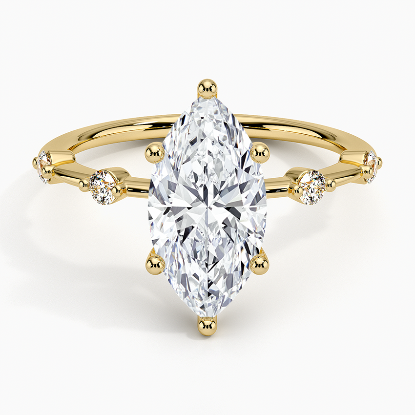 Marquise Diamond Solitaire with Round Diamond Stations
