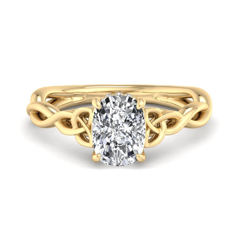 Cushion-Cut Diamond Solitaire with Celtic Knot Band