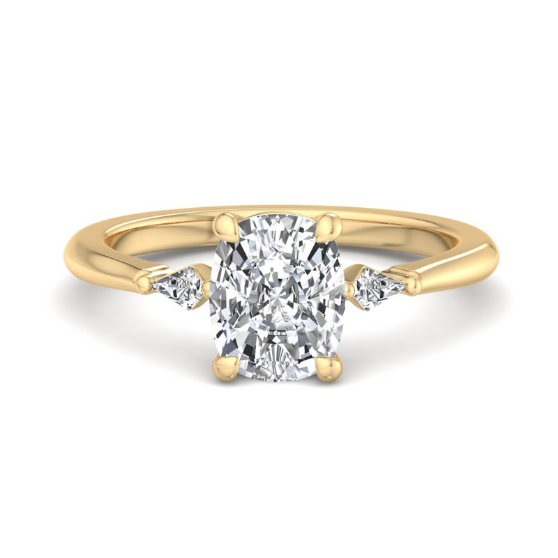 Cushion Solitaire with Geometric Kite-Cut Side Diamonds