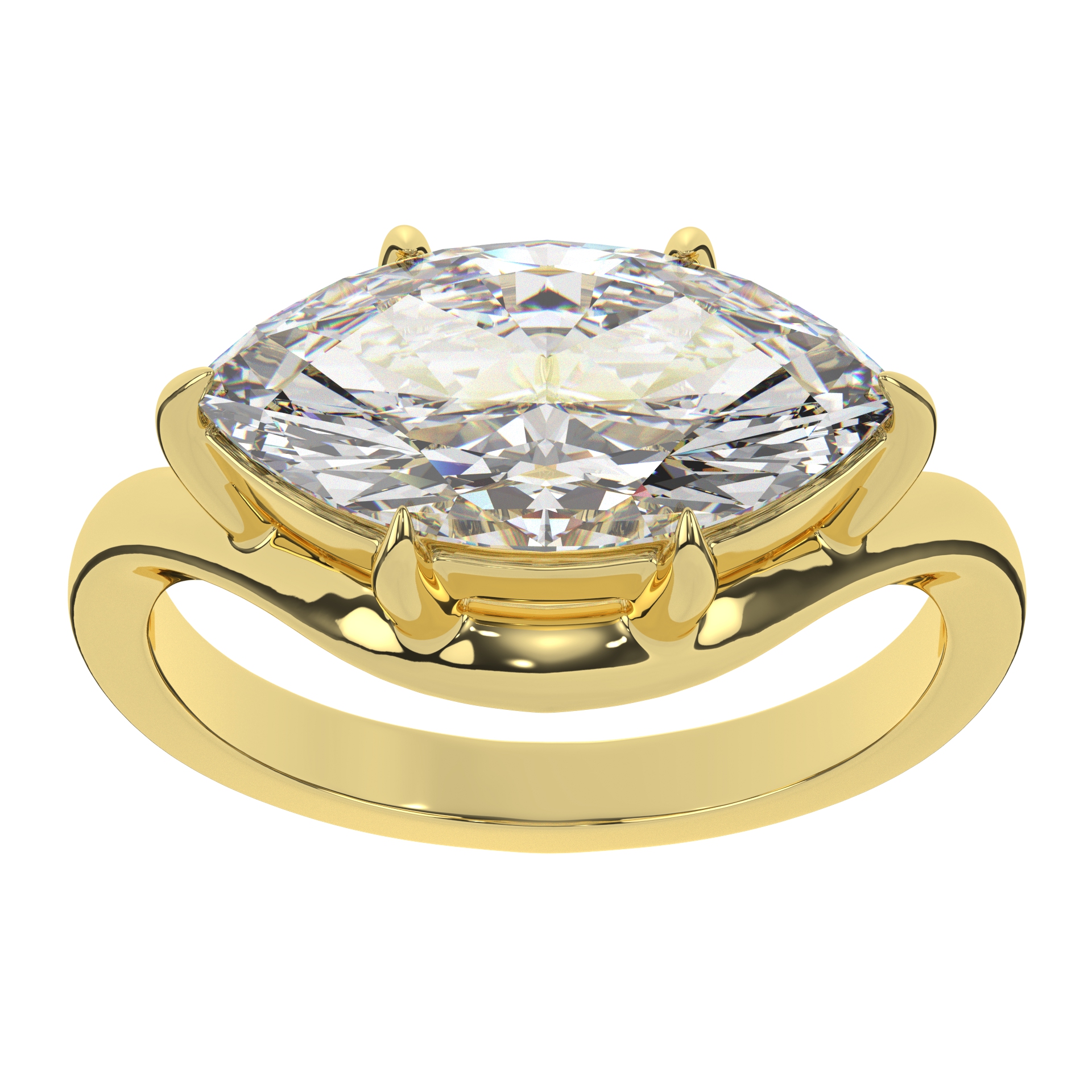 Marquise Diamond Solitaire in Four-Prong Bypass Mount