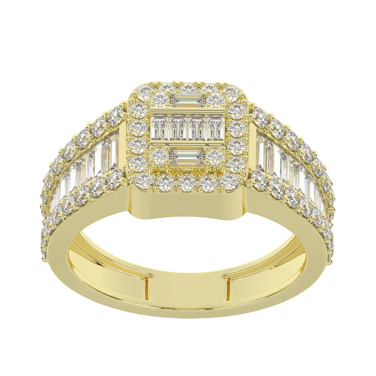 Channel Set Baguette and Pave Diamond Ring