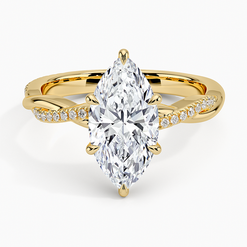 Marquise-Cut Diamond Solitaire with Twisted Pave Bypass