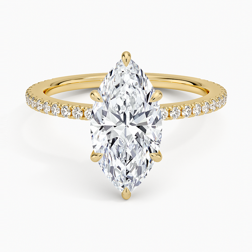 Horizontal Marquise Engagement Ring with Diamond Band