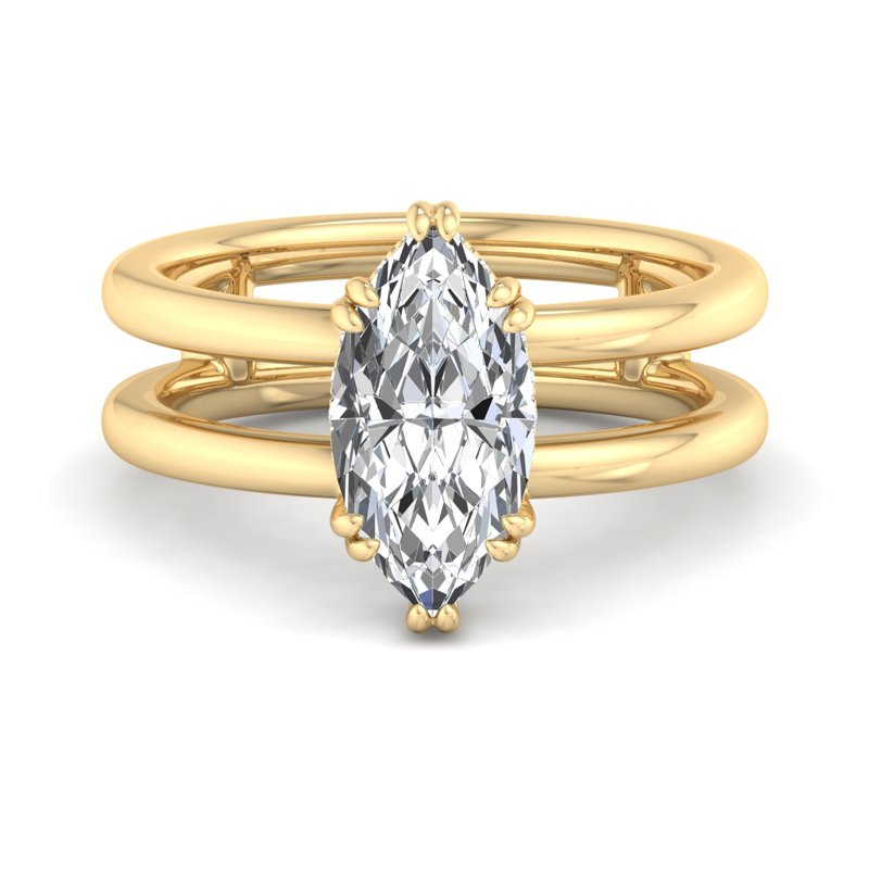 Marquise Solitaire with Split Parallel Shank and Accents