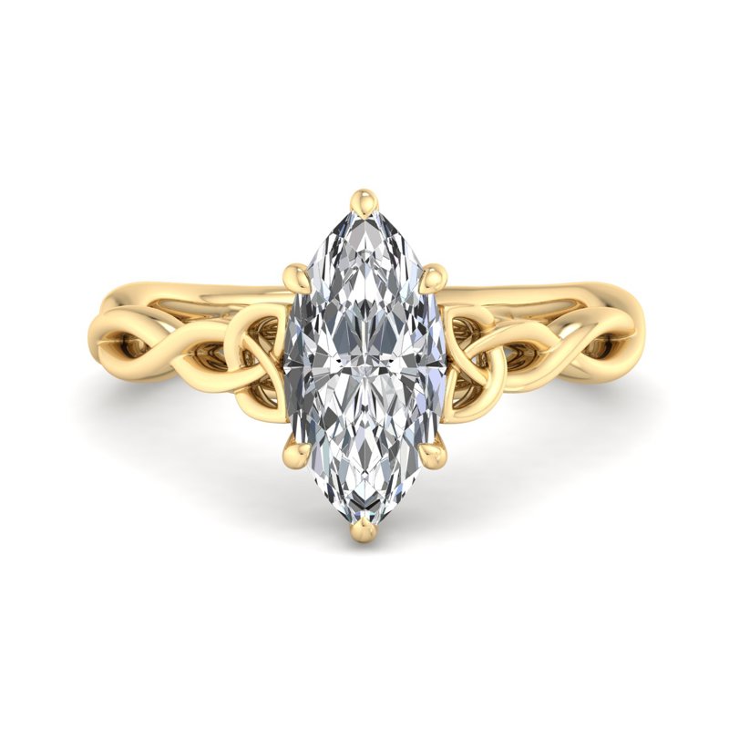 Unique Fancy Twisted Band With Marquise Solitaire Diamond Engagement Ring For Women