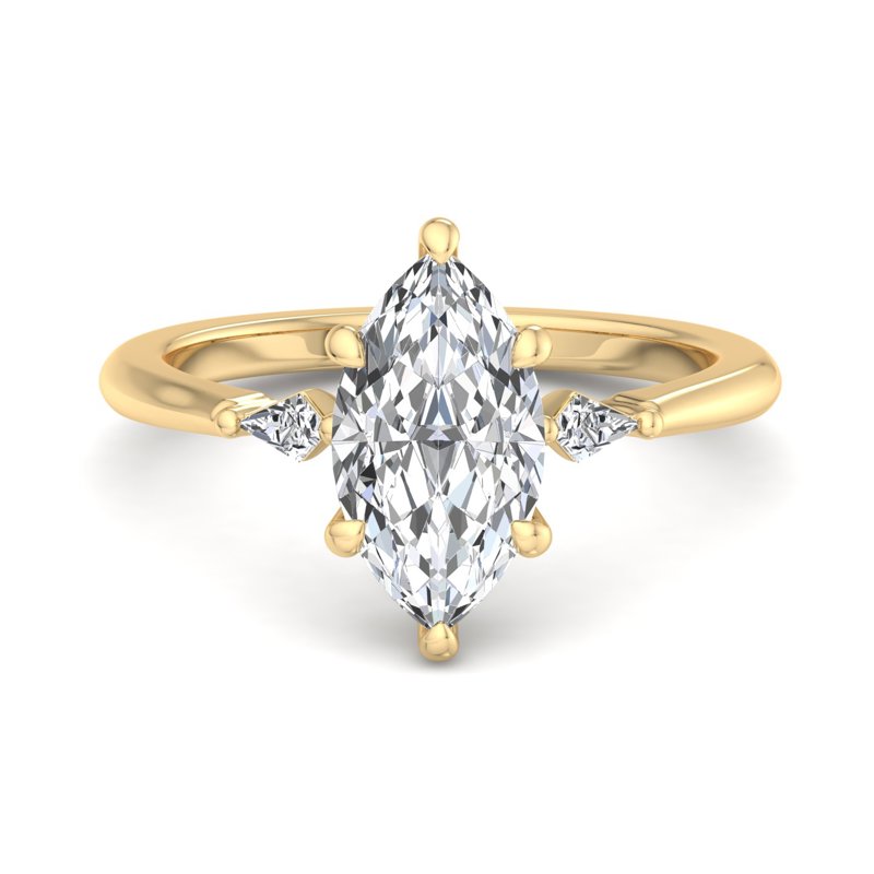 Classic Plain Band Moissanite Marquise With Pave Style Solitaire Diamond Proposal Ring For Women