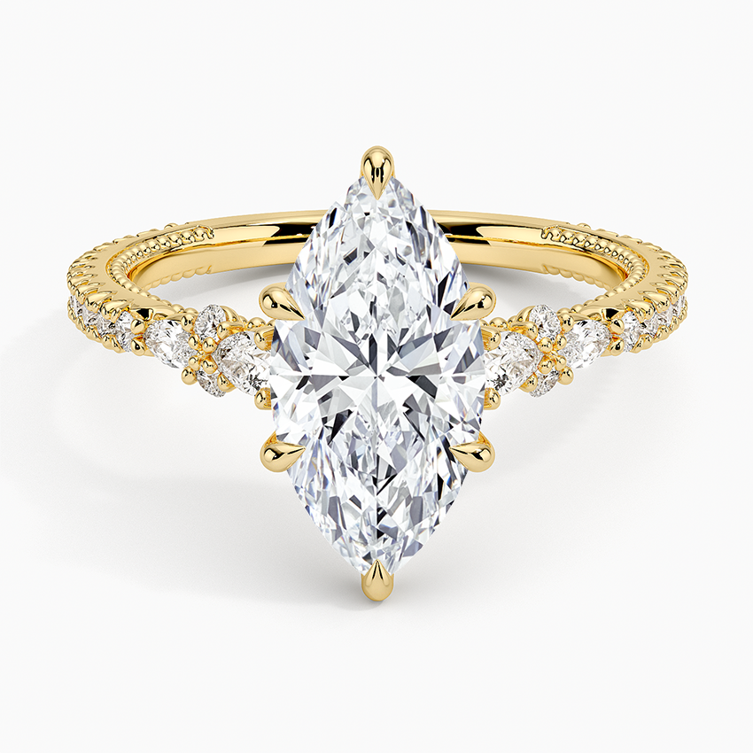 Beautiful Unique Eternity Band With Moissanite Marquise Solitaire Diamond Engagement Ring For Women