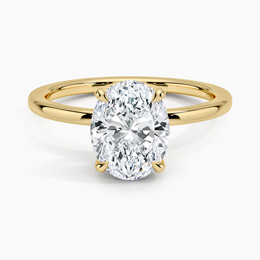 Plain Style Band with Oval Prong Setting Solitaire Diamond Proposal Ring For Women