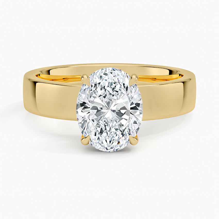 Simple beautiful Plain Thick Band With Oval Solitaire Diamond Ring For Women