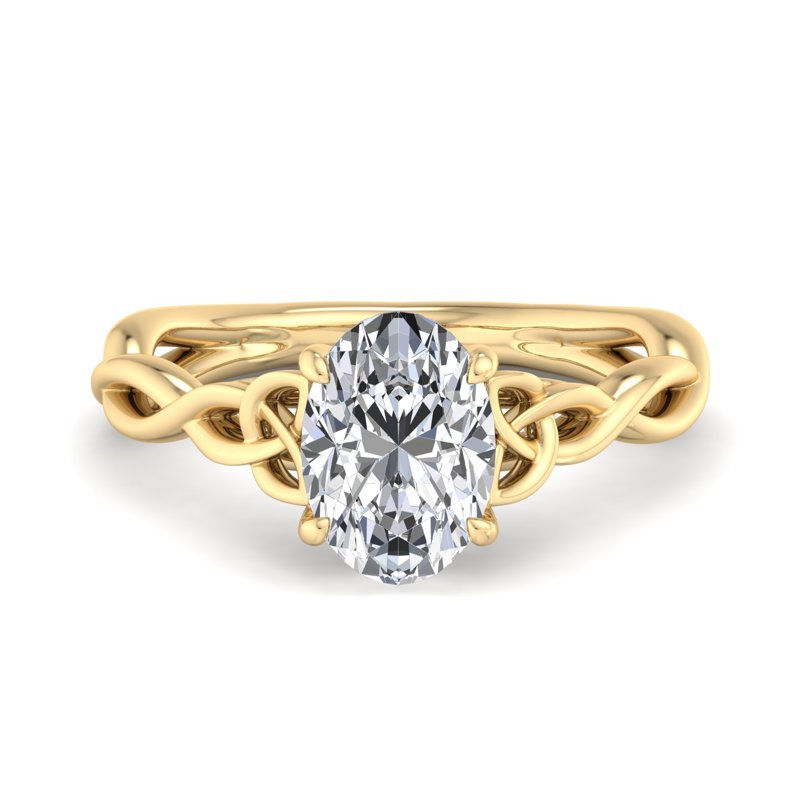 Unique fancy Twisted Band With Oval Solitaire Diamond Engagement Ring For Women