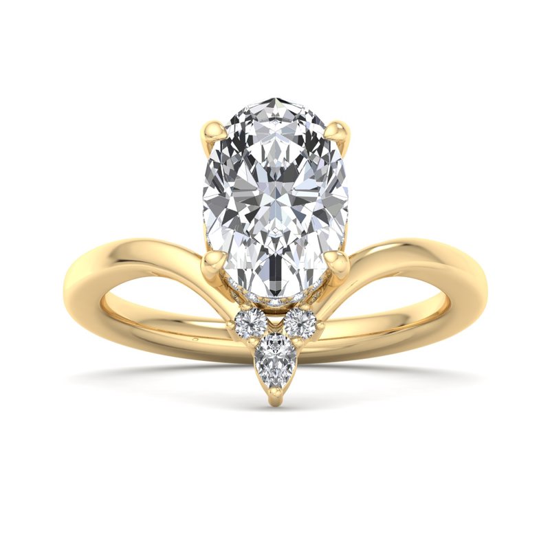 Moissanite Oval Cut Diamond With Unique Fancy Band Proposal Ring For Women