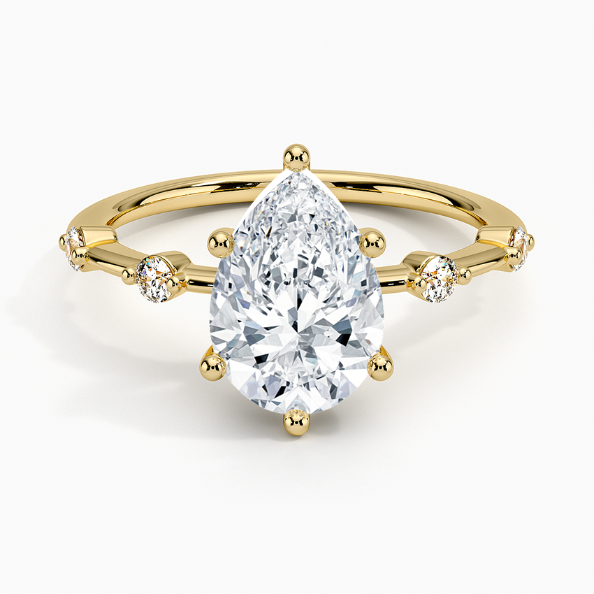 Unique Fancy Band With Pear Cut Diamond Engagement Ring For Women