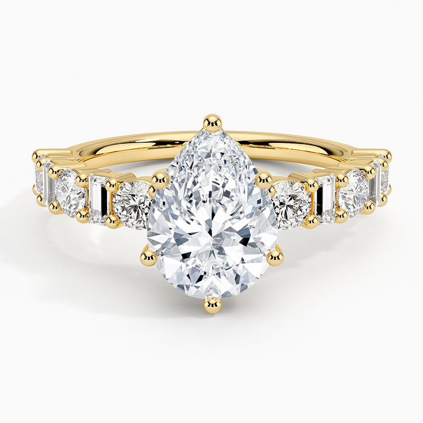 Half Eternity Band With Pear Cut prong Setting Diamond Engagement Ring For Women 