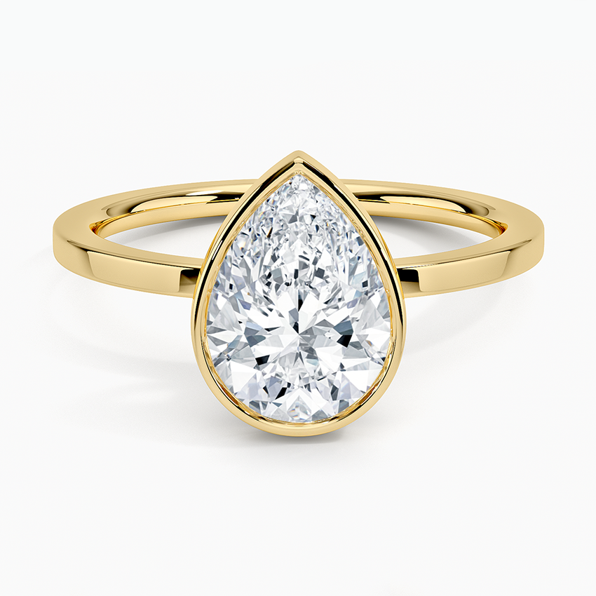 Stylish Pear Diamond With Bezel Style Engagement Ring For Women