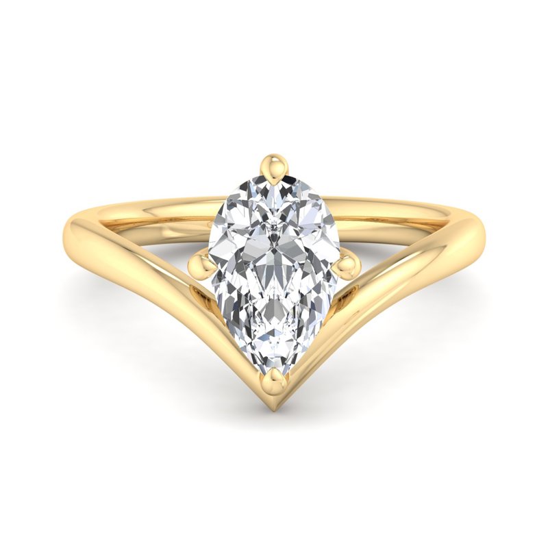Beautiful Unique Style Band Moissanite Pear With Prong Setting Diamond Engagement Ring For Women