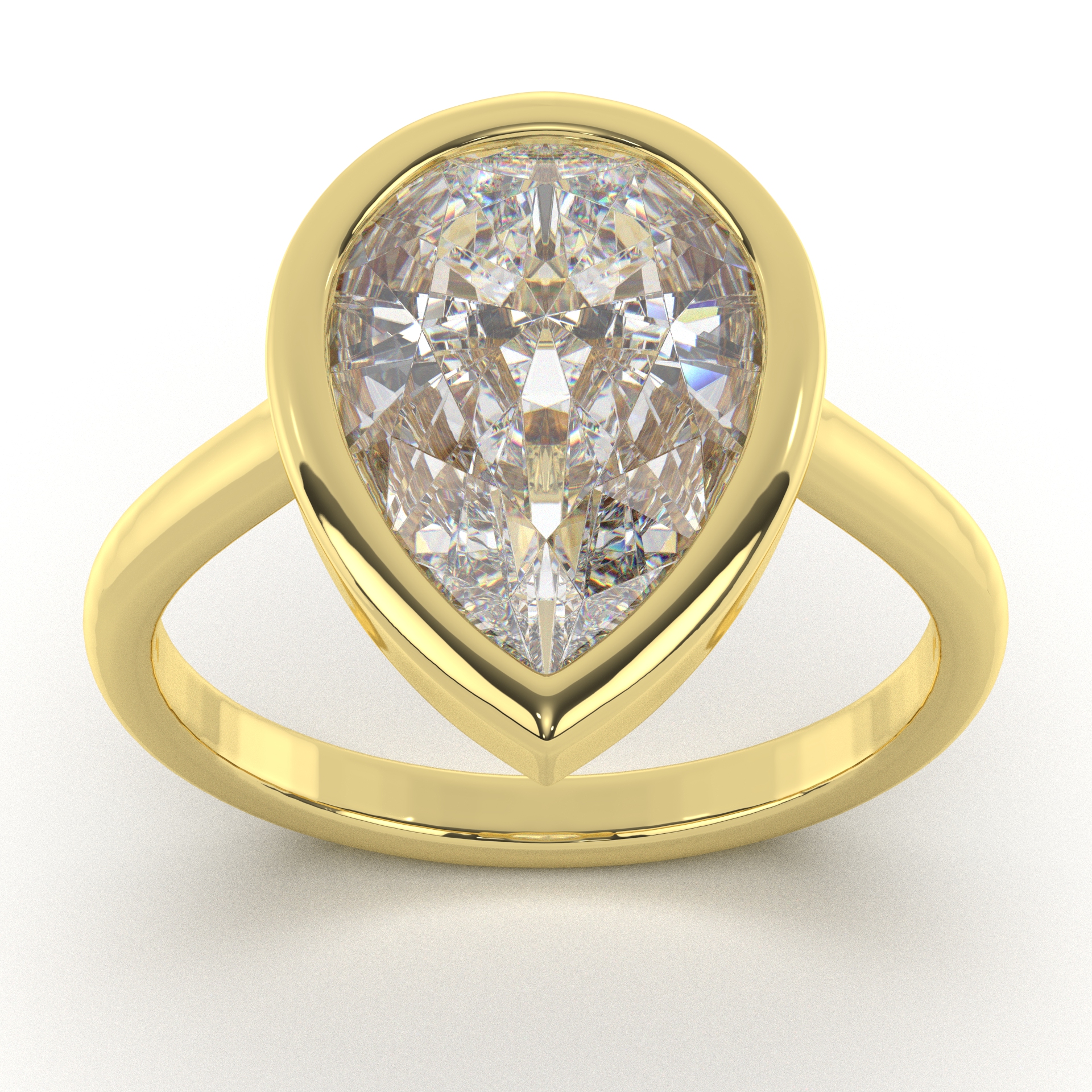 Classic Moissanite Pear Cut With Bezel Style Diamond Engagement Ring For Women