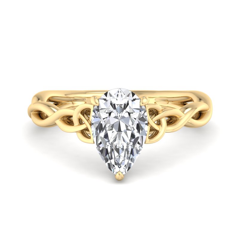 Unique Twisted Style Band Moissanite Pear Cut Solitaire Diamond Engagement Ring For Women