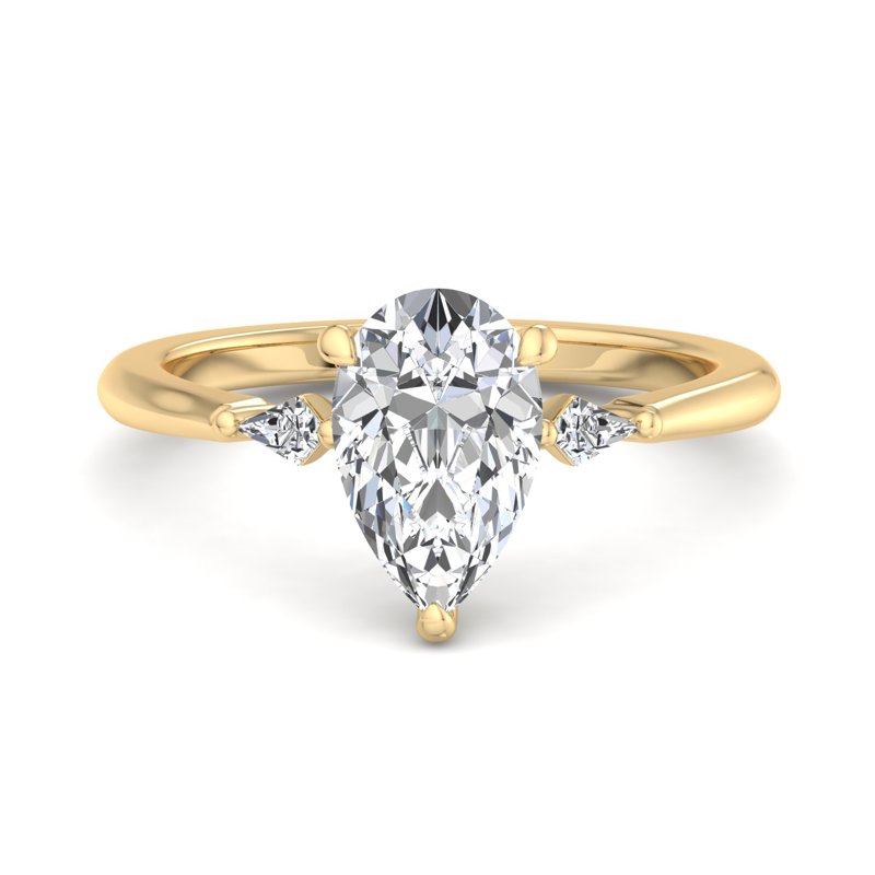 Beautiful Plain Band Moissanite Pear diamond With Pave Style Engagement Ring For Women