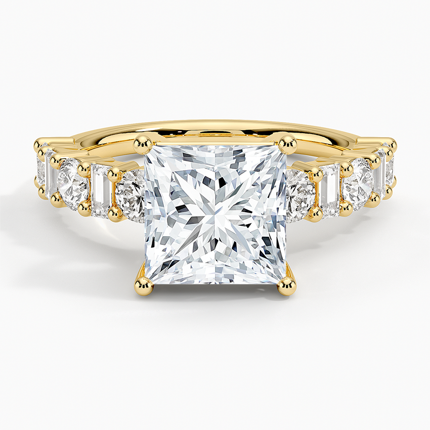 Unique Eternity Moissanite Princess Cute With Side Round And Emerald Diamond Wedding Ring For Women