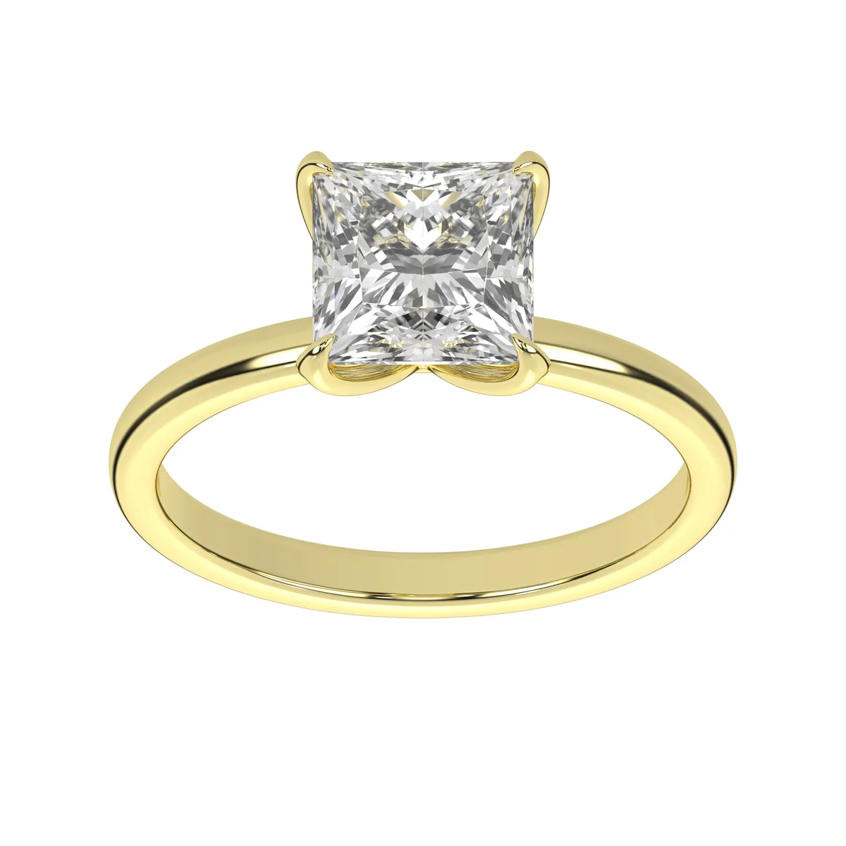 Unique Plain band Moissanite Princess diamond With Pave Style Engagement Ring For Women