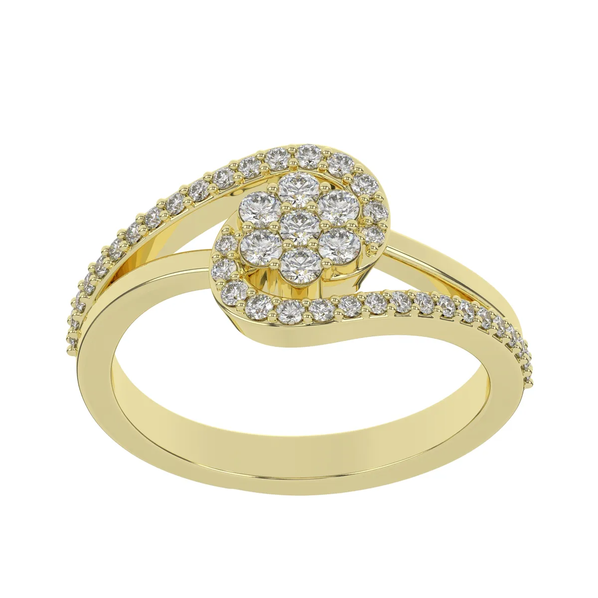 Swirl Cluster Engagement Ring