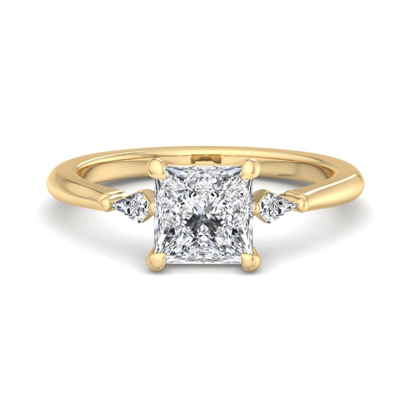Authentic Moissanite Princess Diamond with Pave Style Engagement Ring For Women