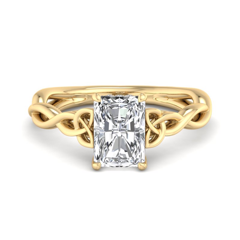 Unique Twisted Style Band Moissanite Emerald Cut Solitaire Diamond Engagement Ring For Women