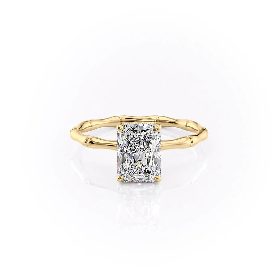 Moissanite Radiant Cut Prong Setting With Unique Band Diamond Engagement Ring For Women