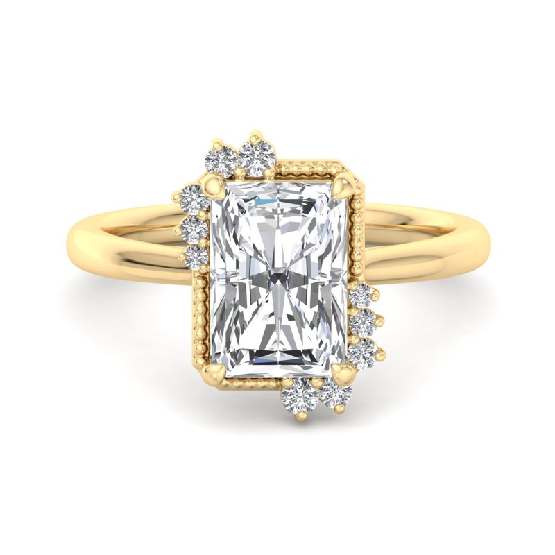 Classic Moissanite Halo Radiant Cut With Prong Setting Solitaire Diamond Engagement Ring For Women