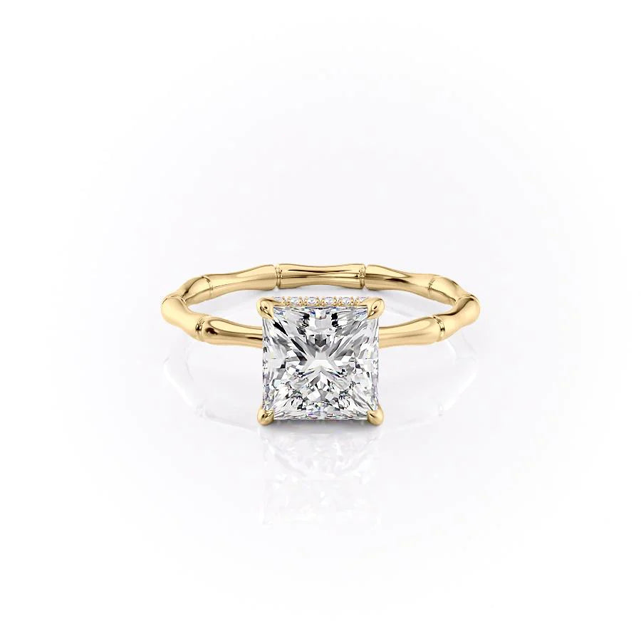 Moissanite Princess Cut Prong Setting With Unique Band Diamond Engagement Ring For Women