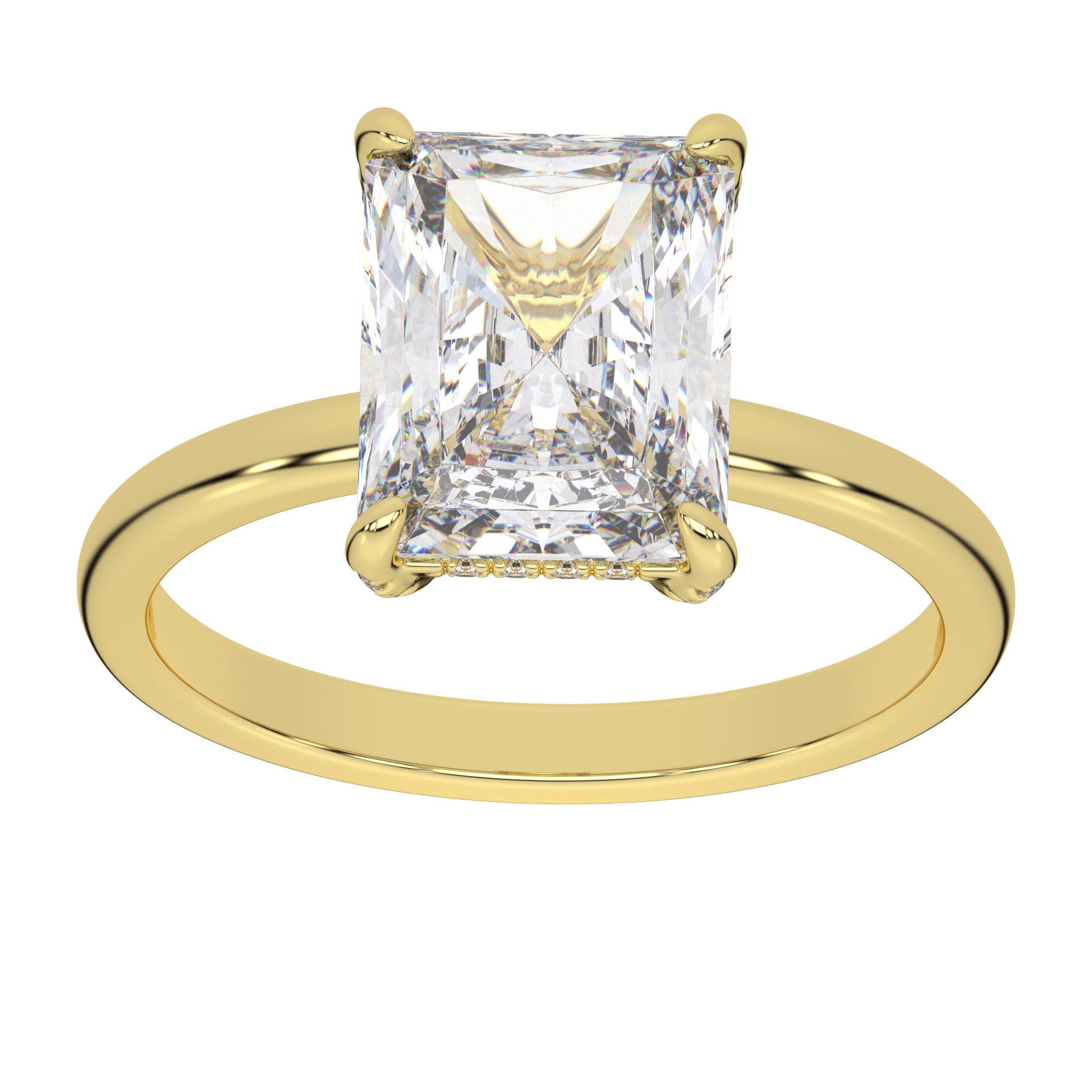 Moissanite Emerald Cut With Pave Style Diamond Engagement Ring For Women