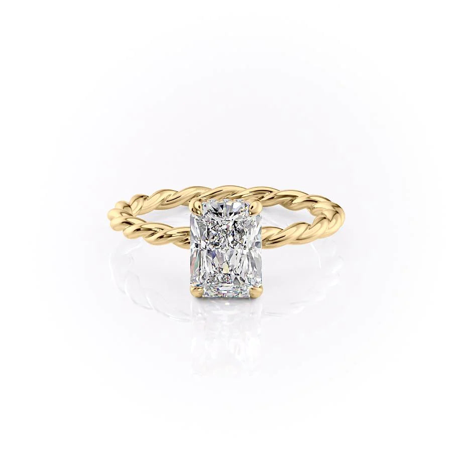 Fancy Unique Style Twisted Band Moissanite Radiant Cut With Pave Style Diamond Proposal Ring For Women