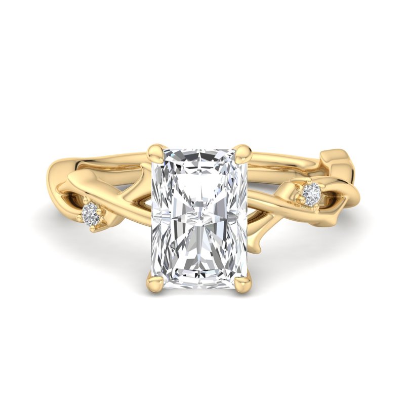 Radiant Cut Solitaire with Diamond Accent Vine Band