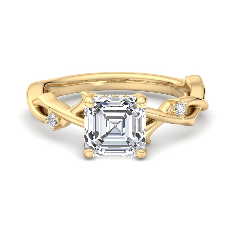 Gold Emerald Square Solitaire Ring