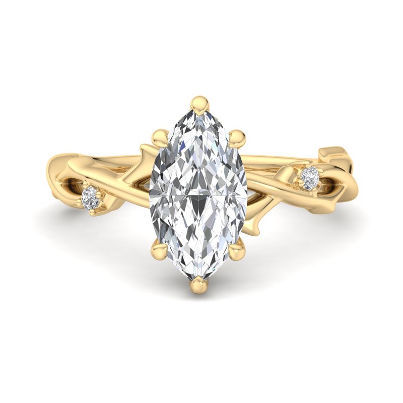 Marquise Cut Solitaire with Diamond Accent Vine Band