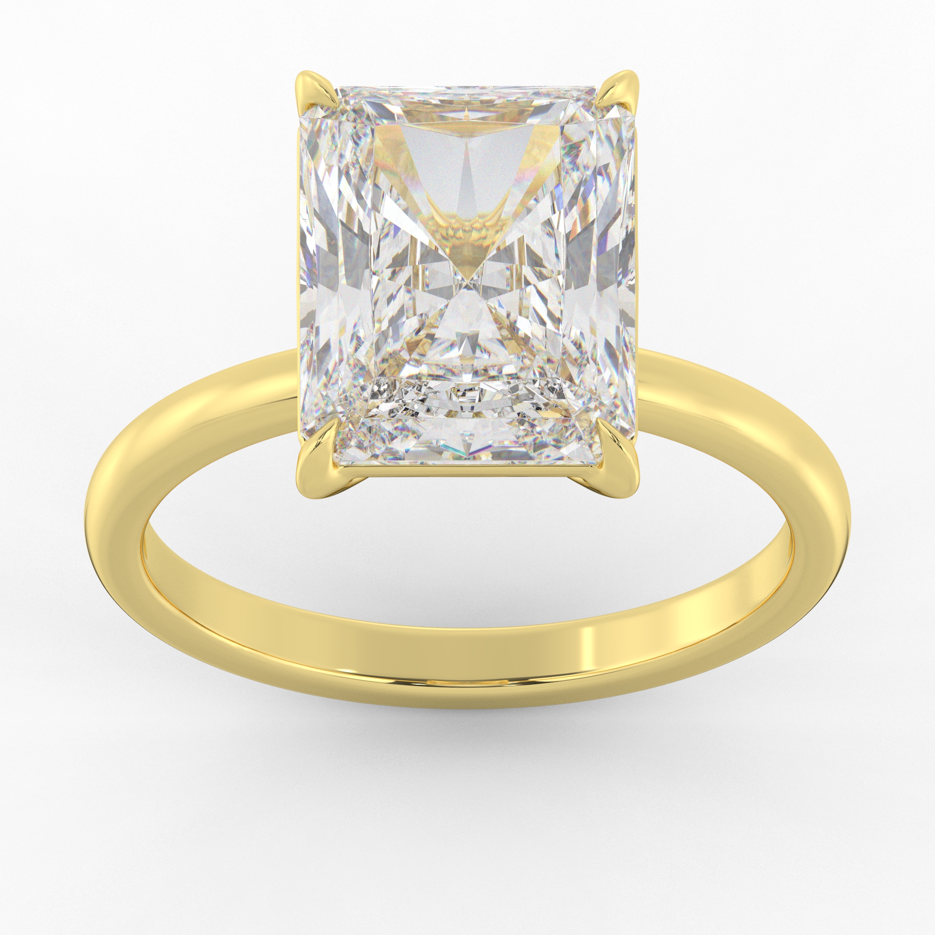 High-Set Radiant Cut Solitaire Ring 