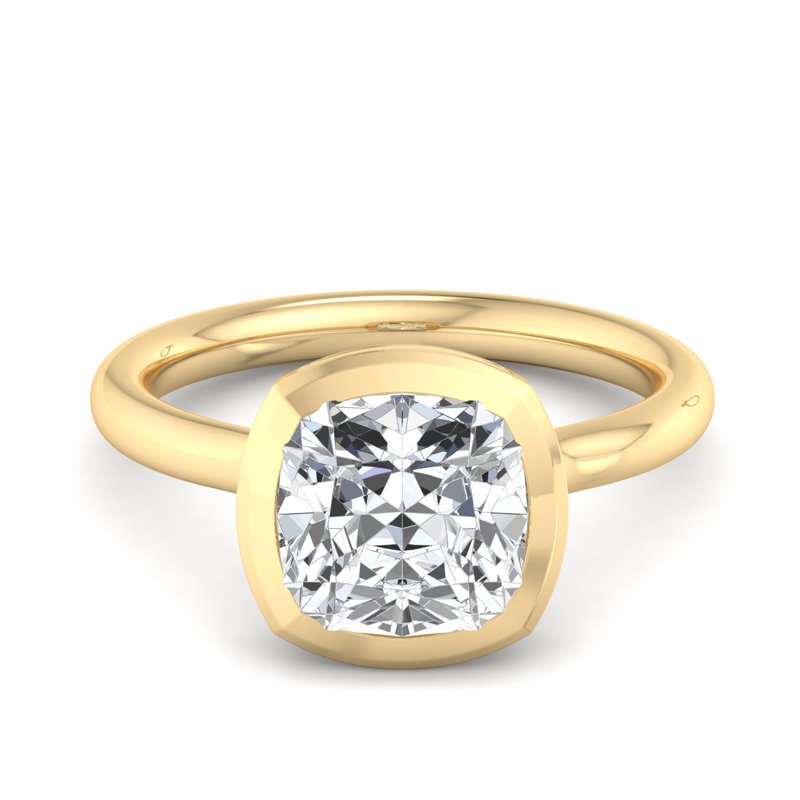 Modern Cushion Bezel Solitaire Ring