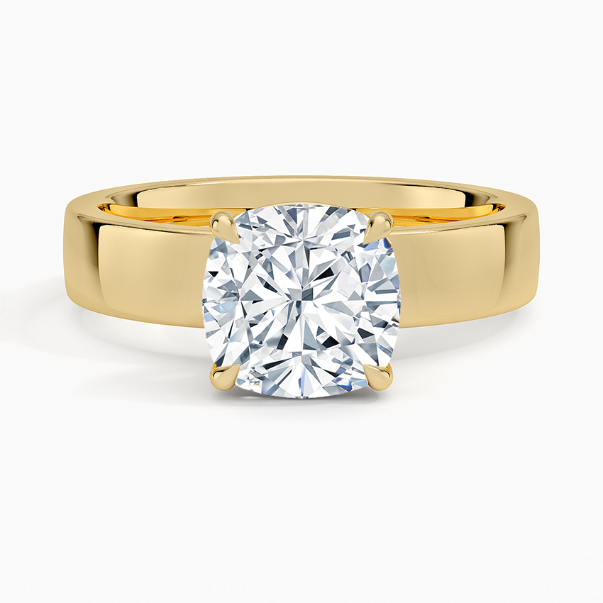 Bold Band Cushion Solitaire Ring