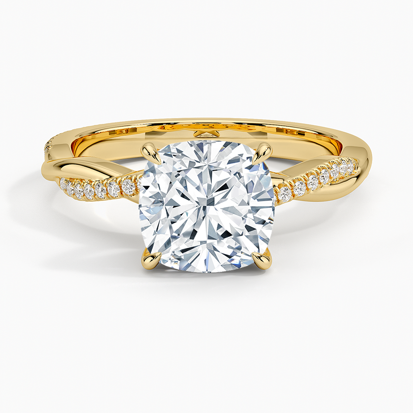 Diamond-Accented Twist Cushion Solitaire