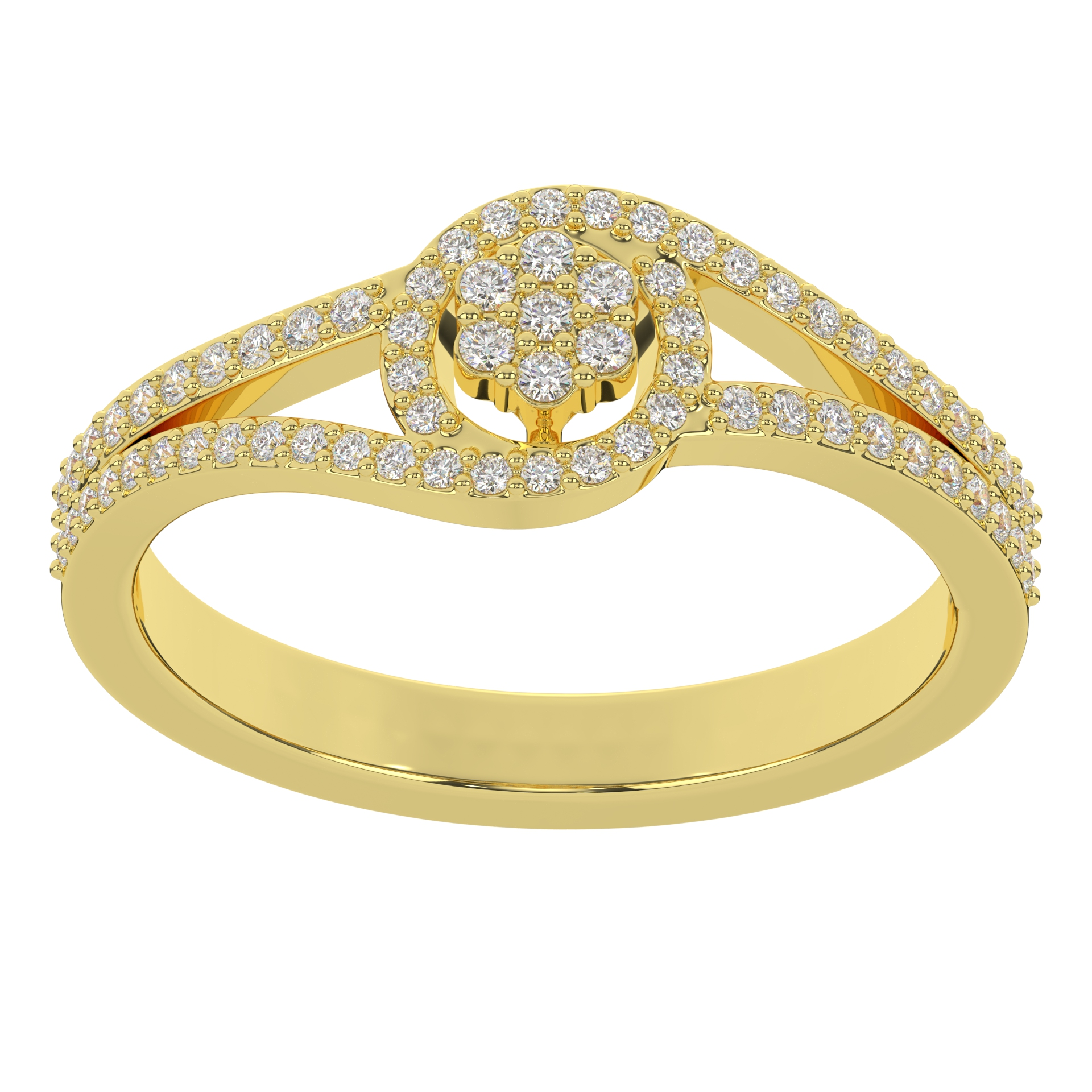 Sparkling Double-Row Pave Bypass Ring